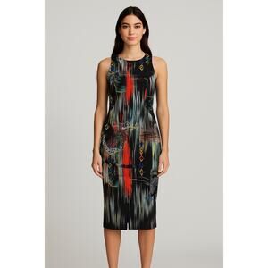 Nicole Miller New York Abstract Print Sheath Dress Size 6 Made in USA
